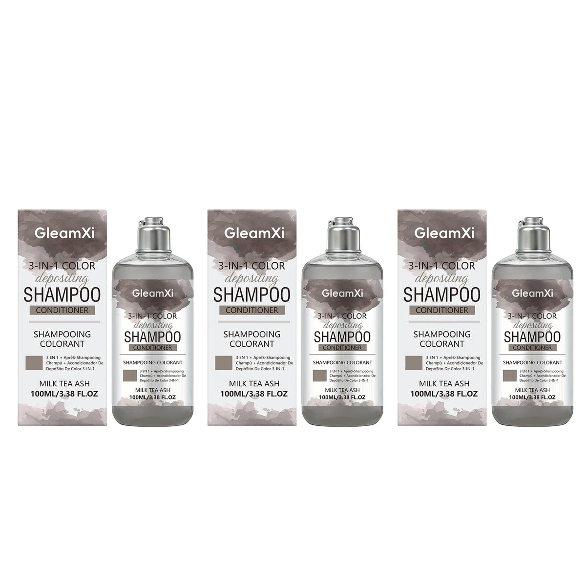 3 in 1 Hair Dye Shampoo for Gray Coverage Natural Herbal Ingredients Milk Tea Ash Brown Long-Lasting Color Deep Nourishing Cleaning Semi-Permanent Hair Color Shampoo