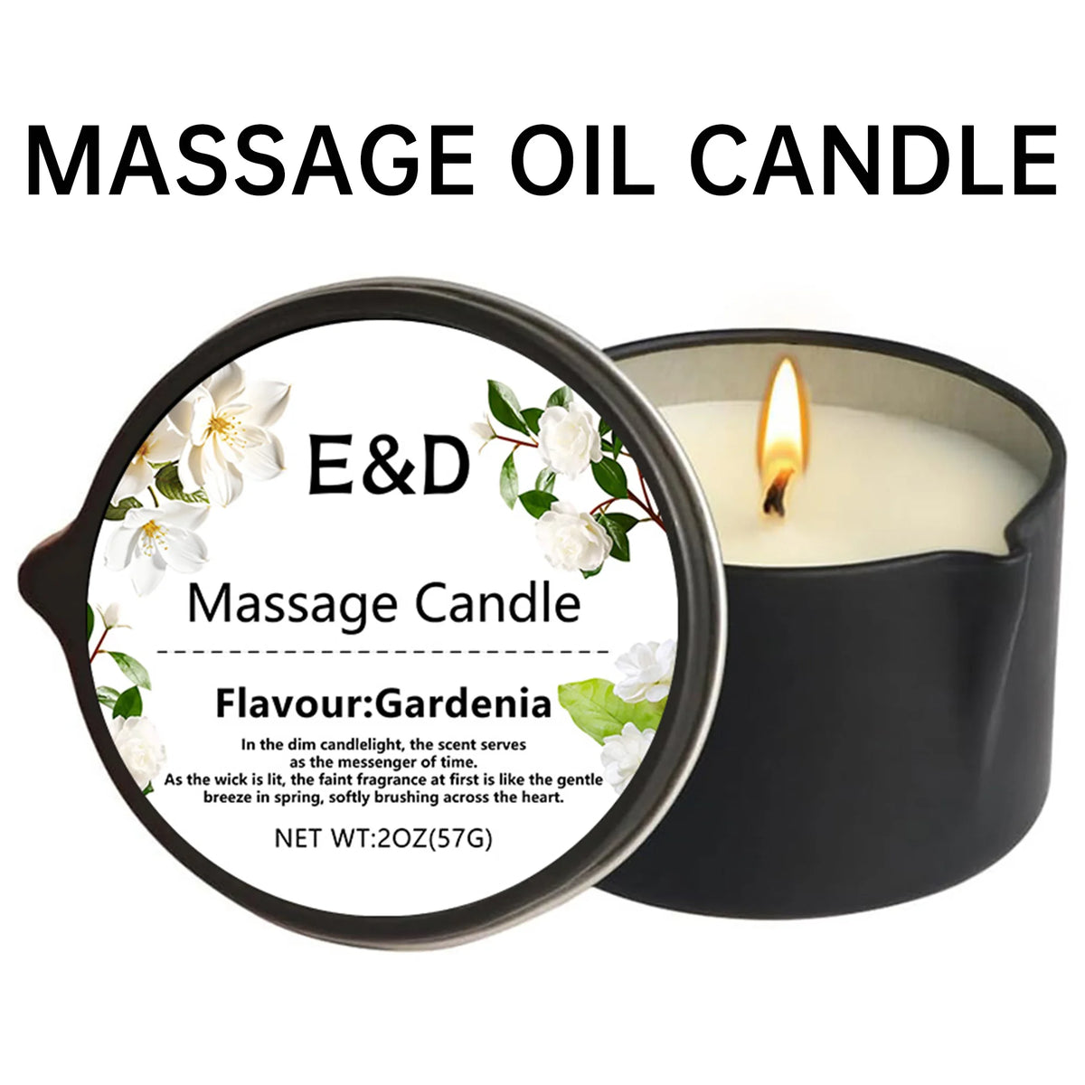Orange Massage Oil Candle 2 oz, Body Massage Candle Melts Into Warm Body Oil, Moisturizing Aromatherapy Home Spa Gift For Women