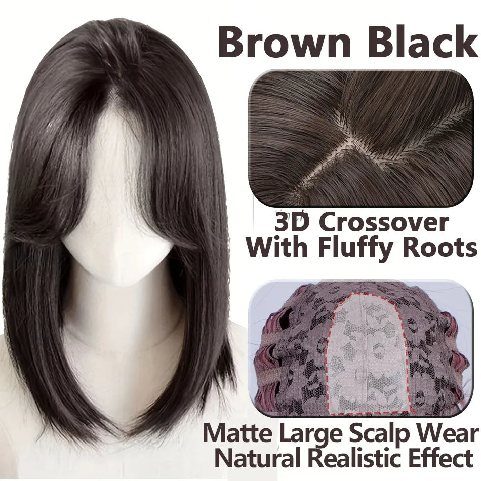 Shoulder Layered Synthetic BOB Wig With Transparent Lace Front Straight Heat Resistant Wig Hair For Women Daily Cosplay Party