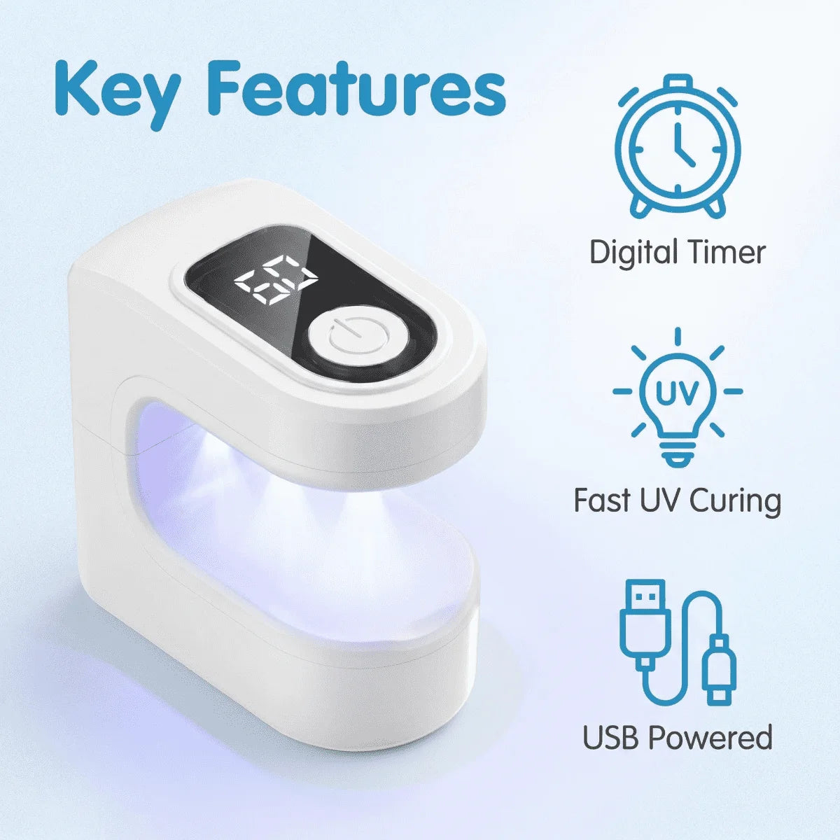 Mini UV Nail Lamp with LCD Screen, Portable USB Gel Nail Dryer, Innovative Manicure Curing Light for Home & Salon Gel Nail Care