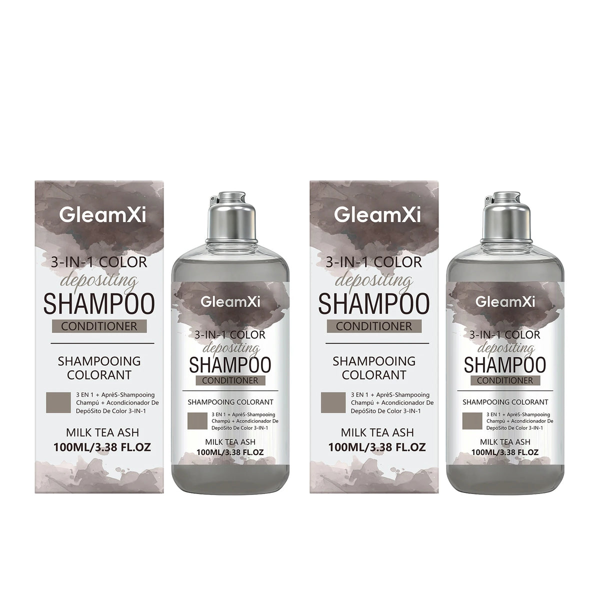 3 in 1 Hair Dye Shampoo for Gray Coverage Natural Herbal Ingredients Milk Tea Ash Brown Long-Lasting Color Deep Nourishing Cleaning Semi-Permanent Hair Color Shampoo