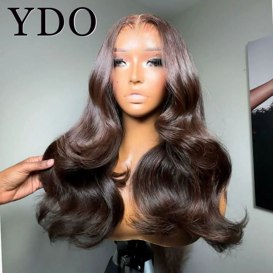 Chocolate Brown Glueless 6x6/5x5 HD Lace Front Closure Wigs Pre Pluck Body Wave Lace Front Wig For Women Glueless Wear Go Wigs