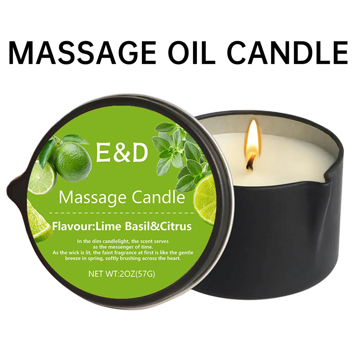 Orange Massage Oil Candle 2 oz, Body Massage Candle Melts Into Warm Body Oil, Moisturizing Aromatherapy Home Spa Gift For Women