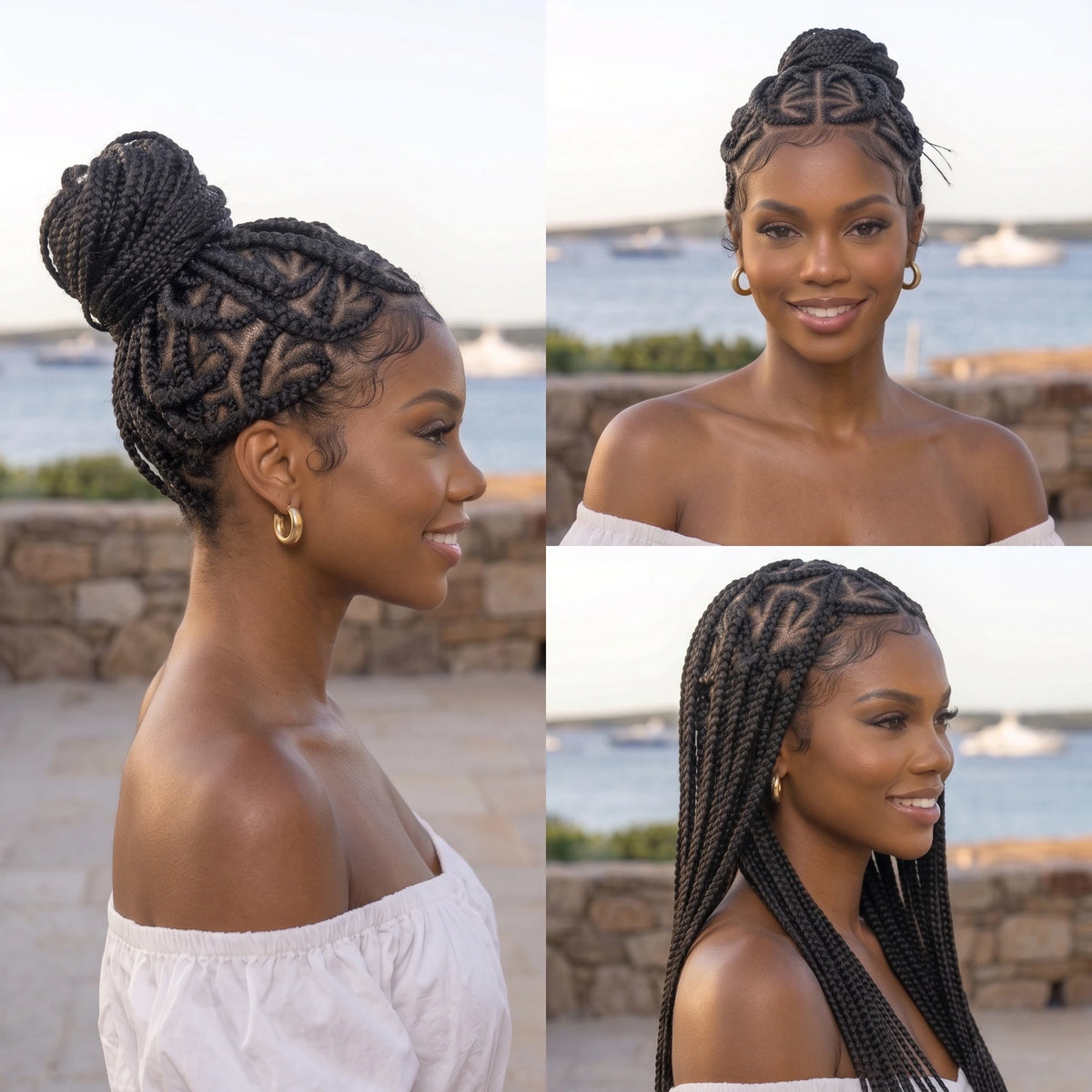 36'' Heart Braids Wig Synthetic Full Lace Braided Wigs For Women Knotless Box Braids Cornrow Braided Wigs