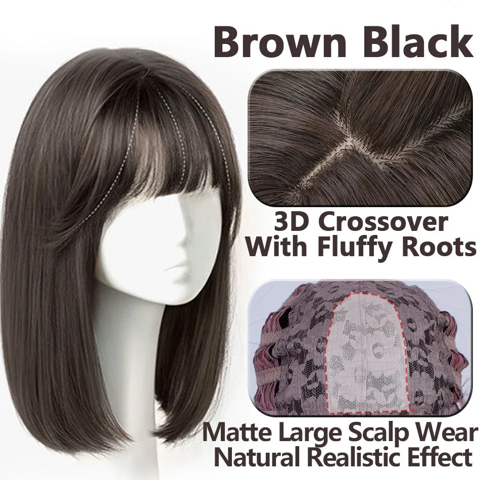 Shoulder Layered Synthetic BOB Wig With Transparent Lace Front Straight Heat Resistant Wig Hair For Women Daily Cosplay Party