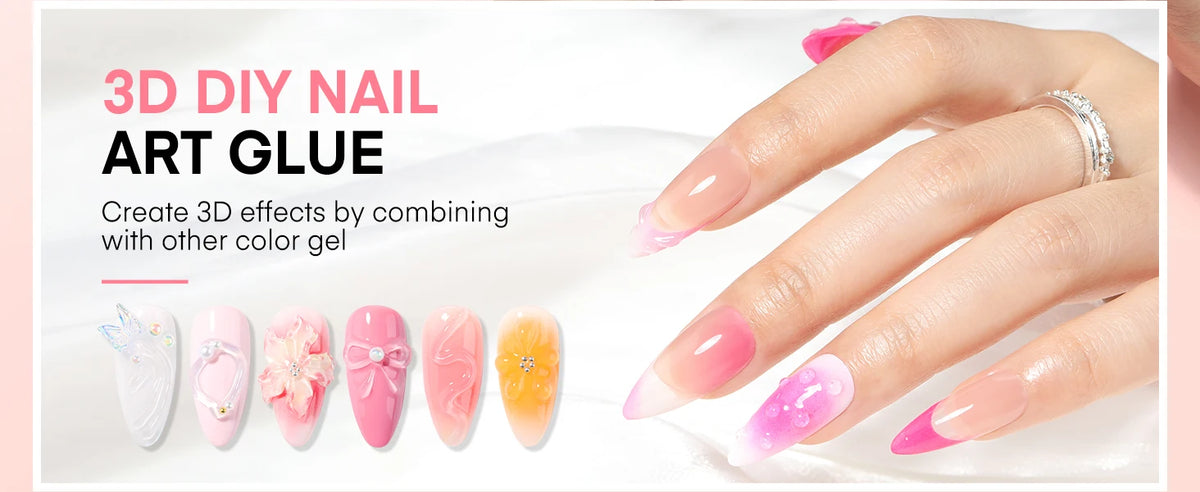 Makartt 3D Gel Nail Art – Clear & Noir Sculpting Gel for DIY Embossed Nail Designs – No Wipe Easy-Squeeze Tube Nail Glue