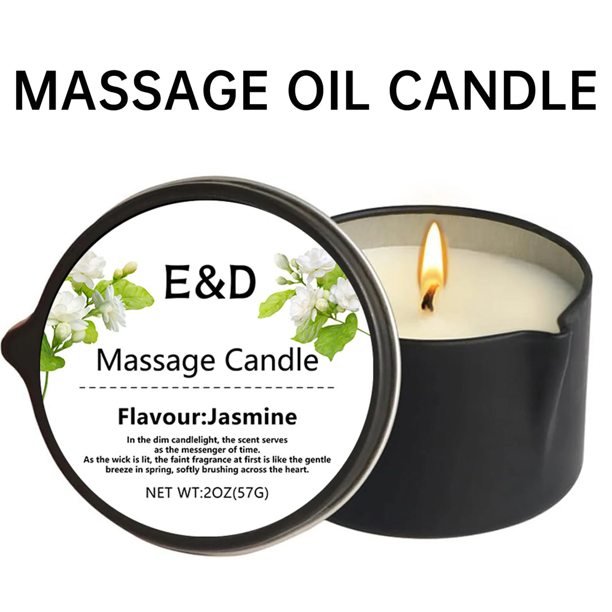 Orange Massage Oil Candle 2 oz, Body Massage Candle Melts Into Warm Body Oil, Moisturizing Aromatherapy Home Spa Gift For Women