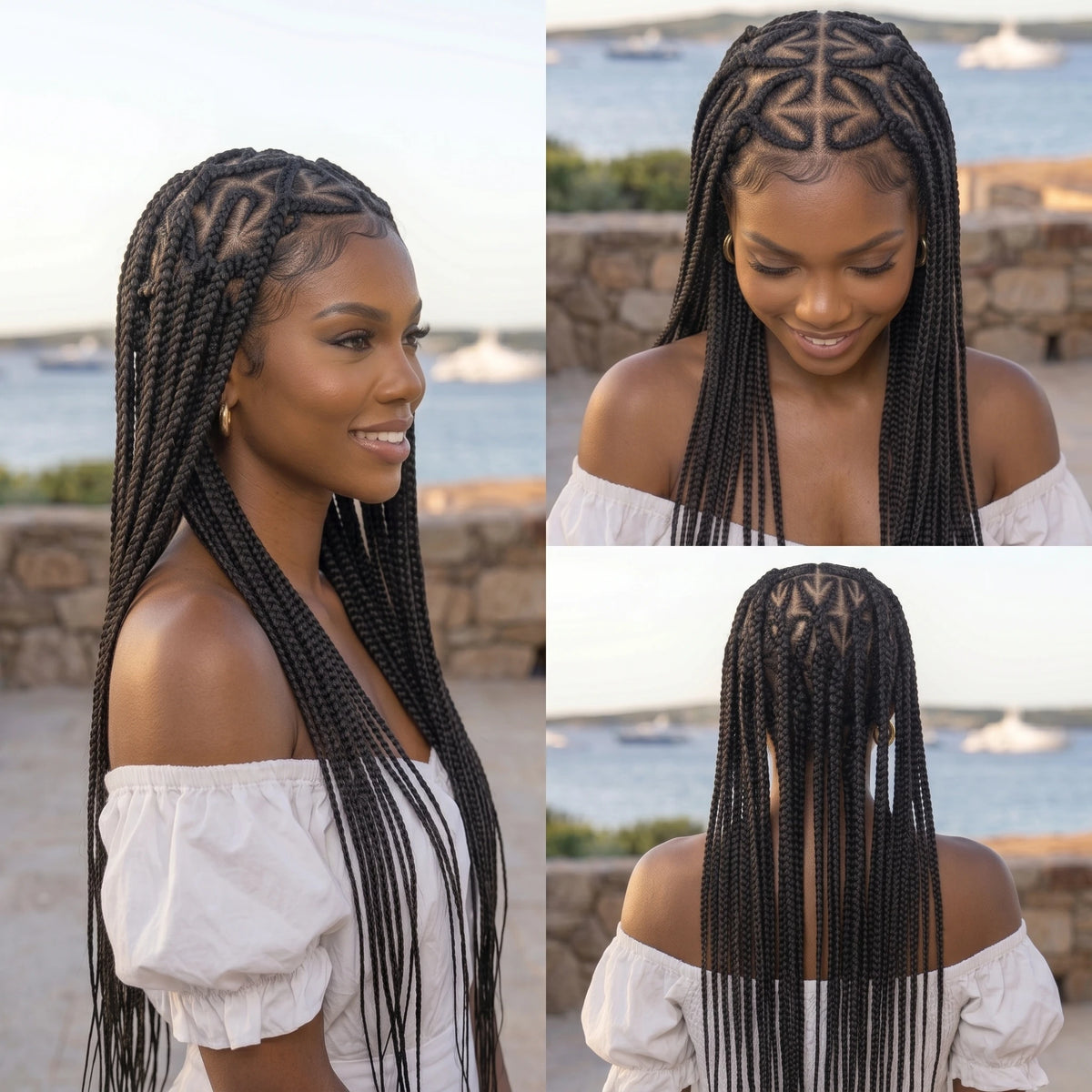 36'' Heart Braids Wig Synthetic Full Lace Braided Wigs For Women Knotless Box Braids Cornrow Braided Wigs