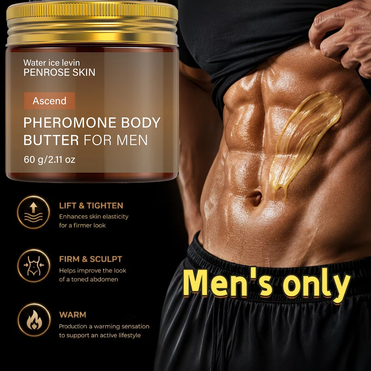 Water Ice Levin Men Body Butter Lotion Long Lasting Moisturizing Firming Fragranced Daily Whole Body Skin Care Cream 60g