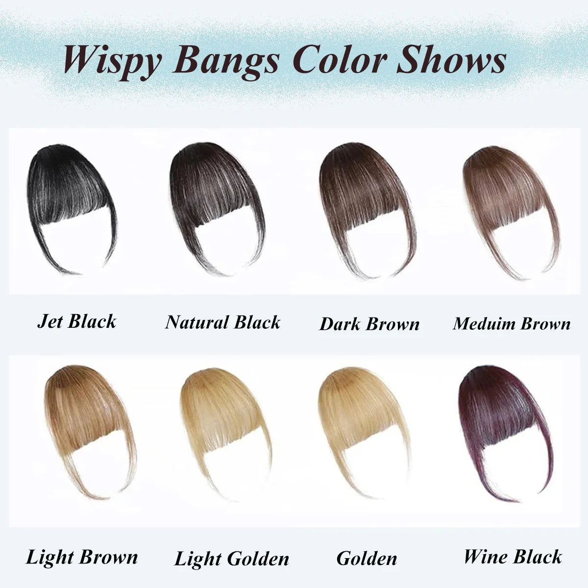 Clip In French Hair Bangs 100%  Human Hair Extensions Wispy Bangs for Women Curved Fake Bangs with Fringe Temples Hairpieces