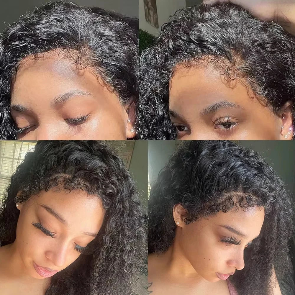 Kinky Curly 13x6 HD Lace Frontal Wig 4C Edges Curly Baby Hair For Women 7x5 Glueless Pre Cut Lace Deep Wave Wigs 100% Human Hair