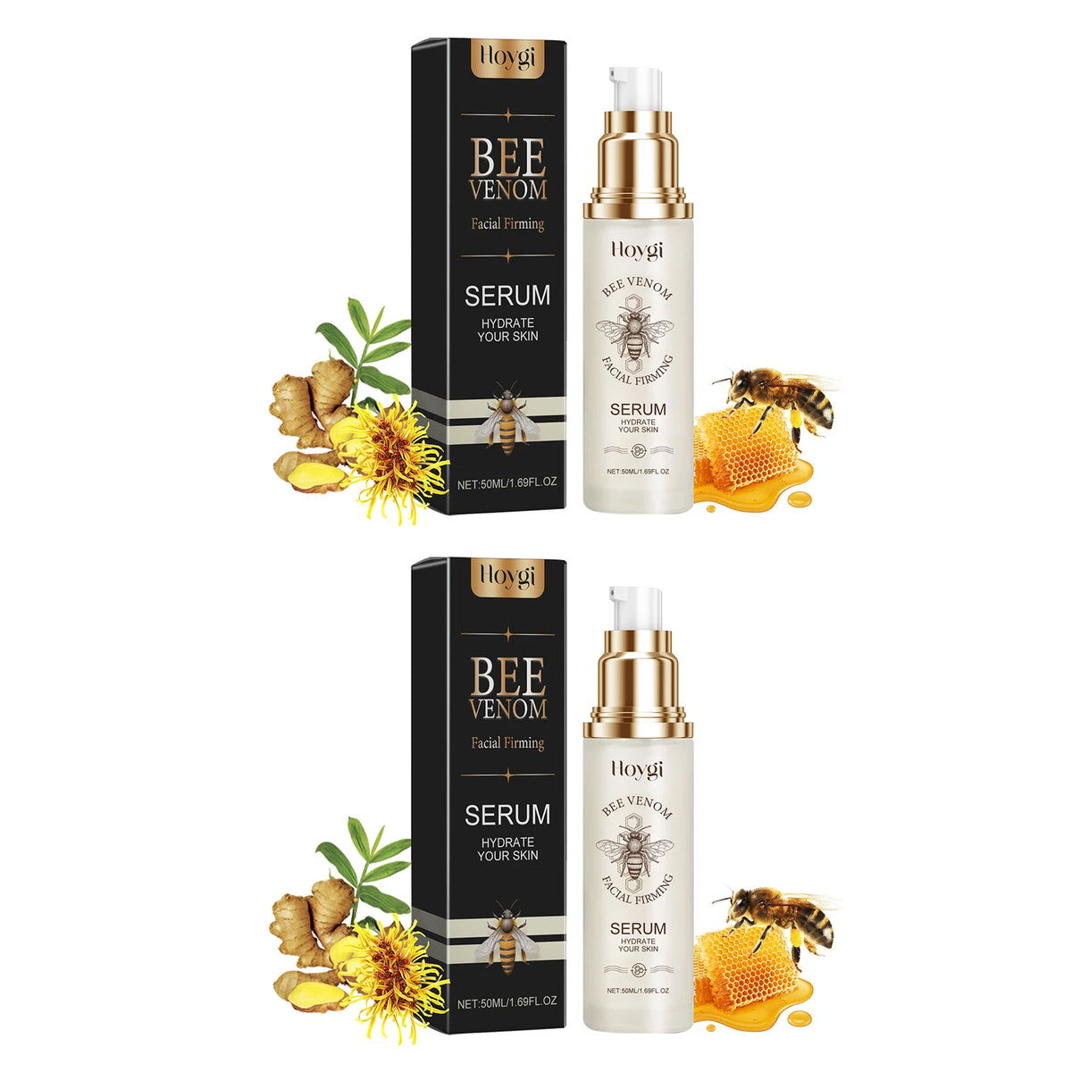 Bee Venom Facial Serum Firming Ginger Root Extract Even Skin Tone Fade Dark Spots Radiant Glow Lift Tighten Anti Aging Support Skin Elasticity Face Care