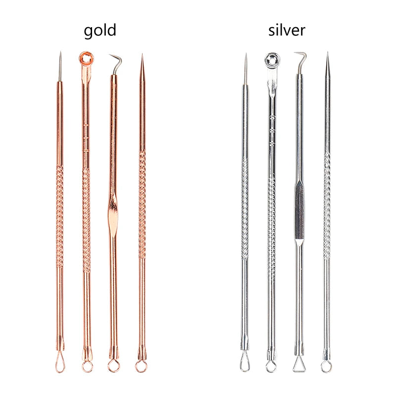 4 PCS Acne Blackhead Comedone Black Spot Pimple Blemish Remover Skin Care Women Beauty Acne Treatment Pore Cleanser Needle Hook