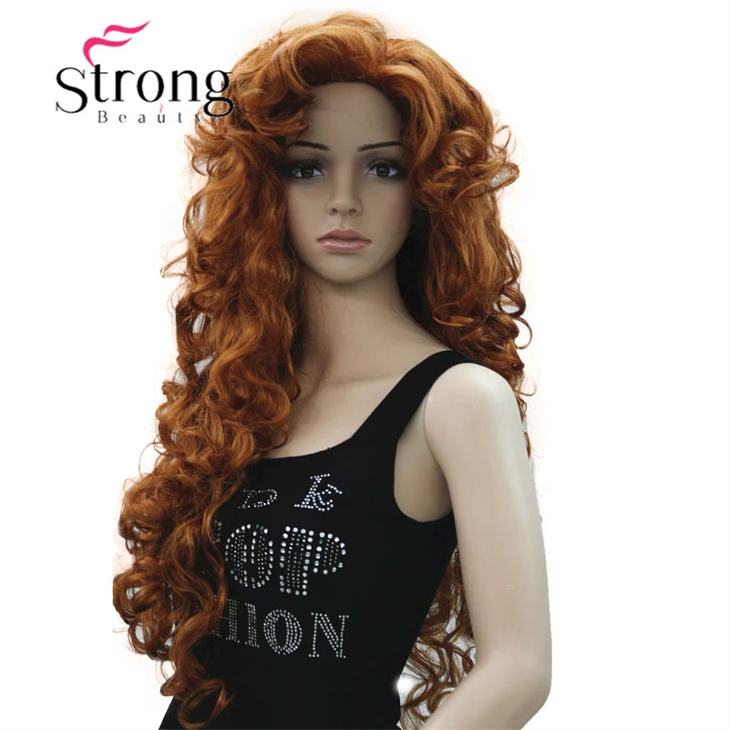 StrongBeauty Long Layers Thick Soft Bouncy Curls No Set Part Full Synthetic Wig Dark Brown Wigs for Women