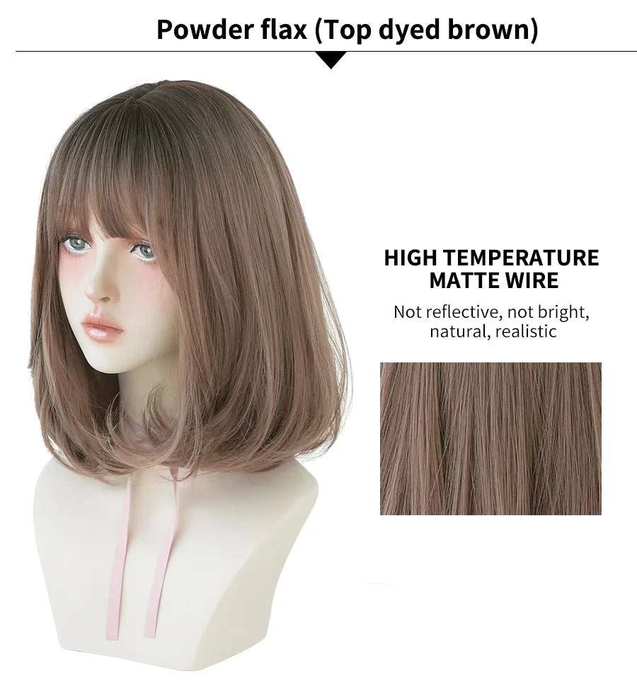 7JHH WIGS Natural Comfortable Synthetic Wig for Women Black Shoulder Straight Hair 14 Inch Fashion Hairstyle Wig