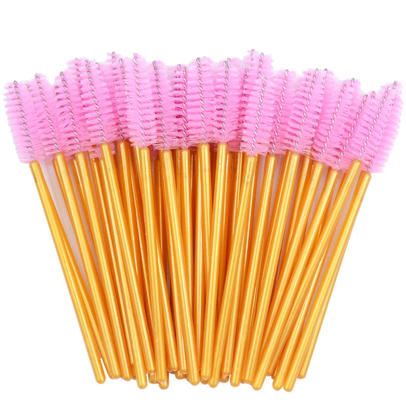 50pcs Sparkling Eyelash Mascara Wands Lash Extension Brush Shining Lash Spoolies Comb Eye Lashes Eyebrow Brushes