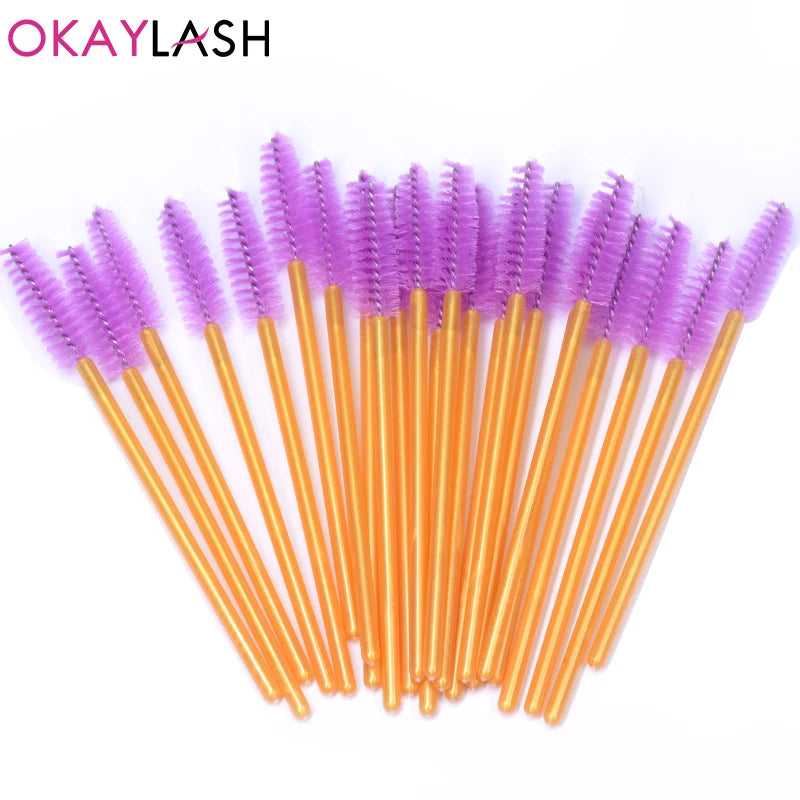 50Pcs Disposable Micro Glitter Eyelash Mascara Wands Mini Crystal Eye Lashes Brush Comb Eyebrow Spoolies Makeup Beauty Tools