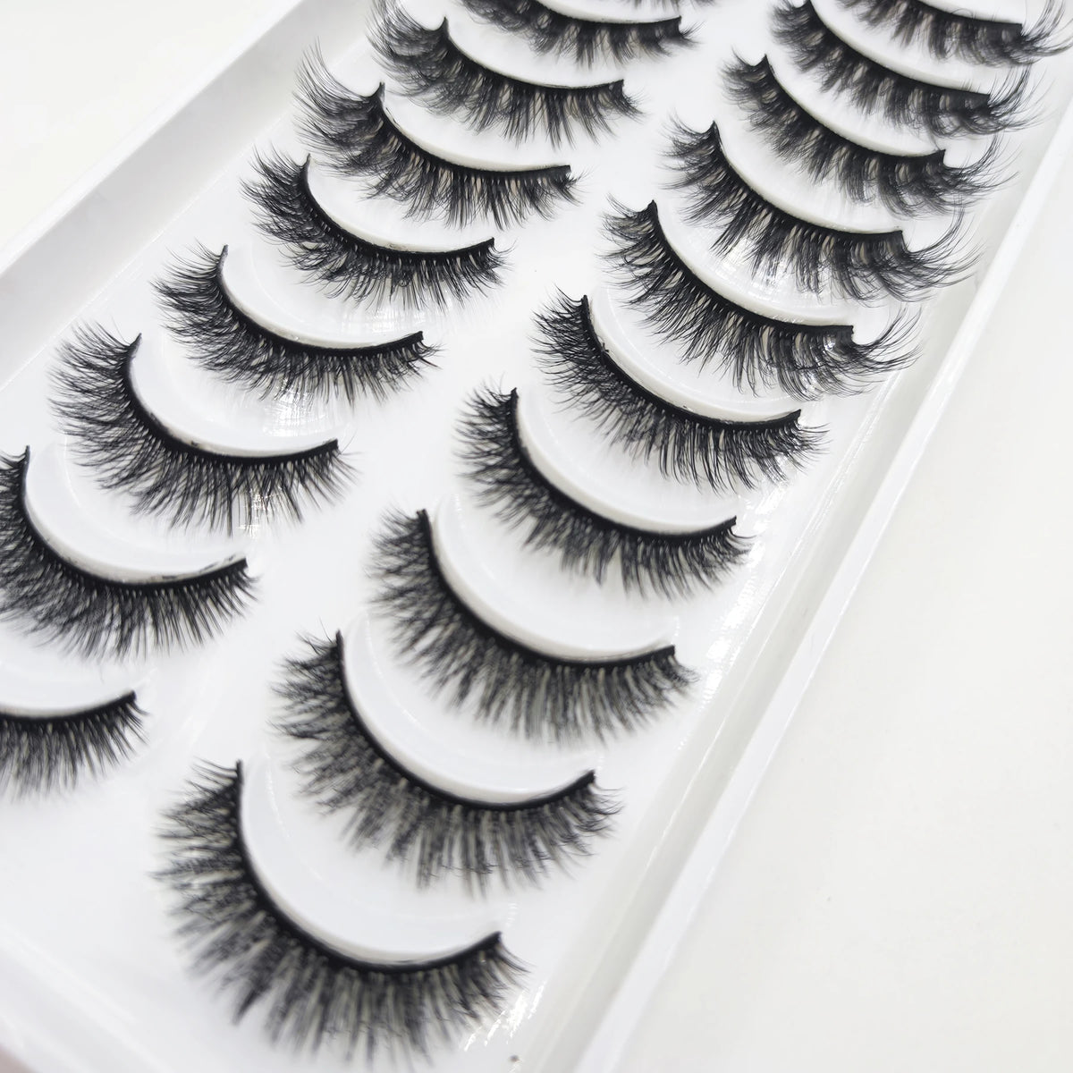 10 Pairs Natural 3d Mink Lashes Soft False Eyelashes Cross Messy Dense Eye Lashes Extension Makeup Faux Cils Cat Mini