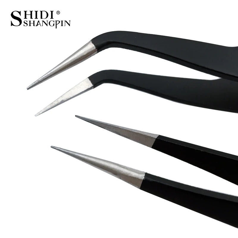 SHIDISHANGPIN 1/2/3PCS Tweezers Stainless Steel Curved Straight Eyebrow False Eyelash Tweezers Nail Art Extension Makeup Tool