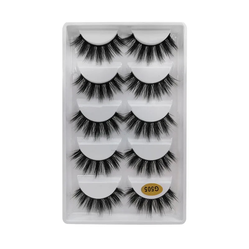 5 Pairs Mink EyeLashes 3D False Lashes Winged Thick Makeup Eye Lash Dramatic Lashes Natural Volume Soft Fake Eye Lashes G800