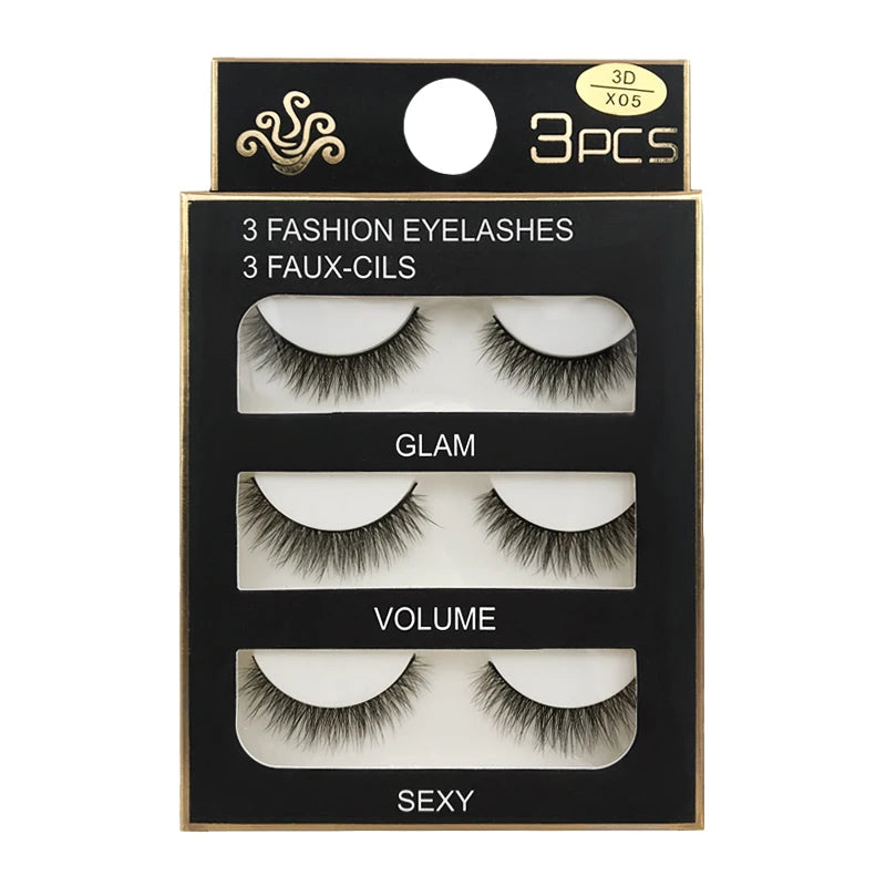 SHIDISHANGPIN 3 Pairs Natural 3D Mink Lashes Soft False Eyelashes Fluffy Wispy Eye Lashes Extension Makeup Faux Cils Maquillaje