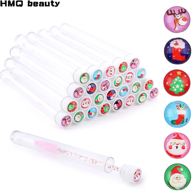 Christmas Drill Reusable Eyebrow Brush Tube Disposable Eyelash Eyebrow Brush Makeup Brushes Lash Accesories Replace Dust-proof