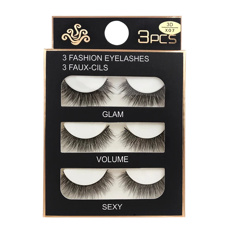 SHIDISHANGPIN 3 Pairs Natural 3D Mink Lashes Soft False Eyelashes Fluffy Wispy Eye Lashes Extension Makeup Faux Cils Maquillaje