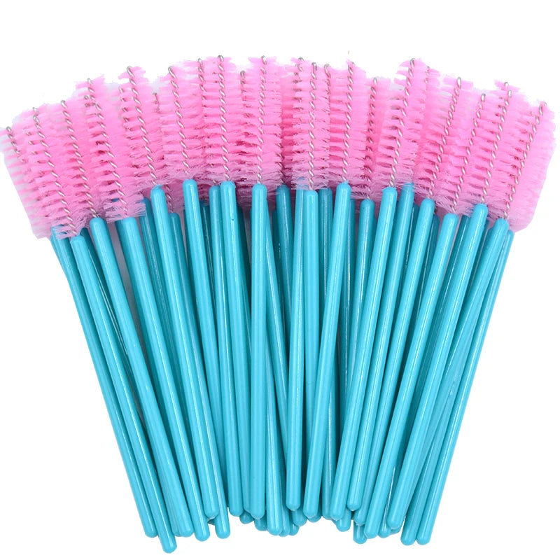 50pcs Sparkling Eyelash Mascara Wands Lash Extension Brush Shining Lash Spoolies Comb Eye Lashes Eyebrow Brushes