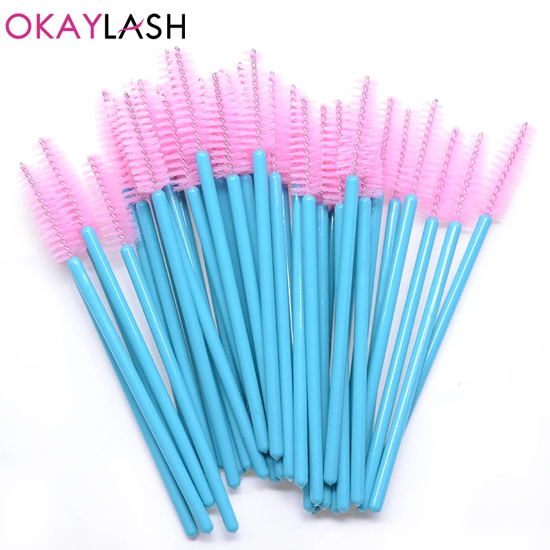 50Pcs Disposable Micro Glitter Eyelash Mascara Wands Mini Crystal Eye Lashes Brush Comb Eyebrow Spoolies Makeup Beauty Tools