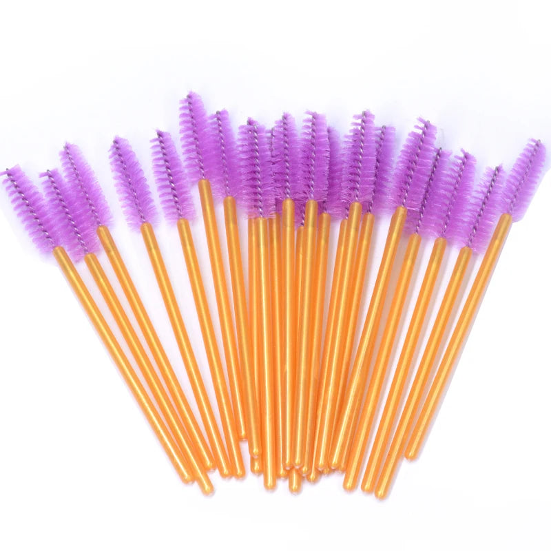 50pcs Sparkling Eyelash Mascara Wands Lash Extension Brush Shining Lash Spoolies Comb Eye Lashes Eyebrow Brushes
