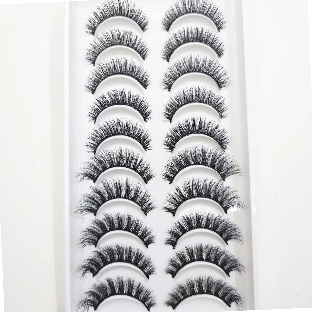 10 Pairs Natural 3d Mink Lashes Soft False Eyelashes Cross Messy Dense Eye Lashes Extension Makeup Faux Cils Cat Mini