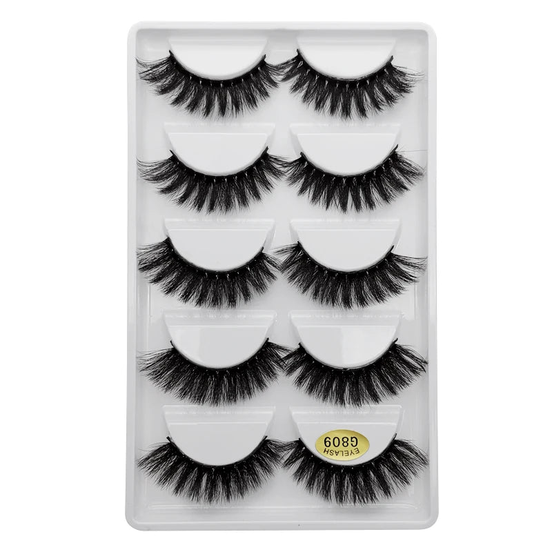 5 Pairs Mink EyeLashes 3D False Lashes Winged Thick Makeup Eye Lash Dramatic Lashes Natural Volume Soft Fake Eye Lashes G800