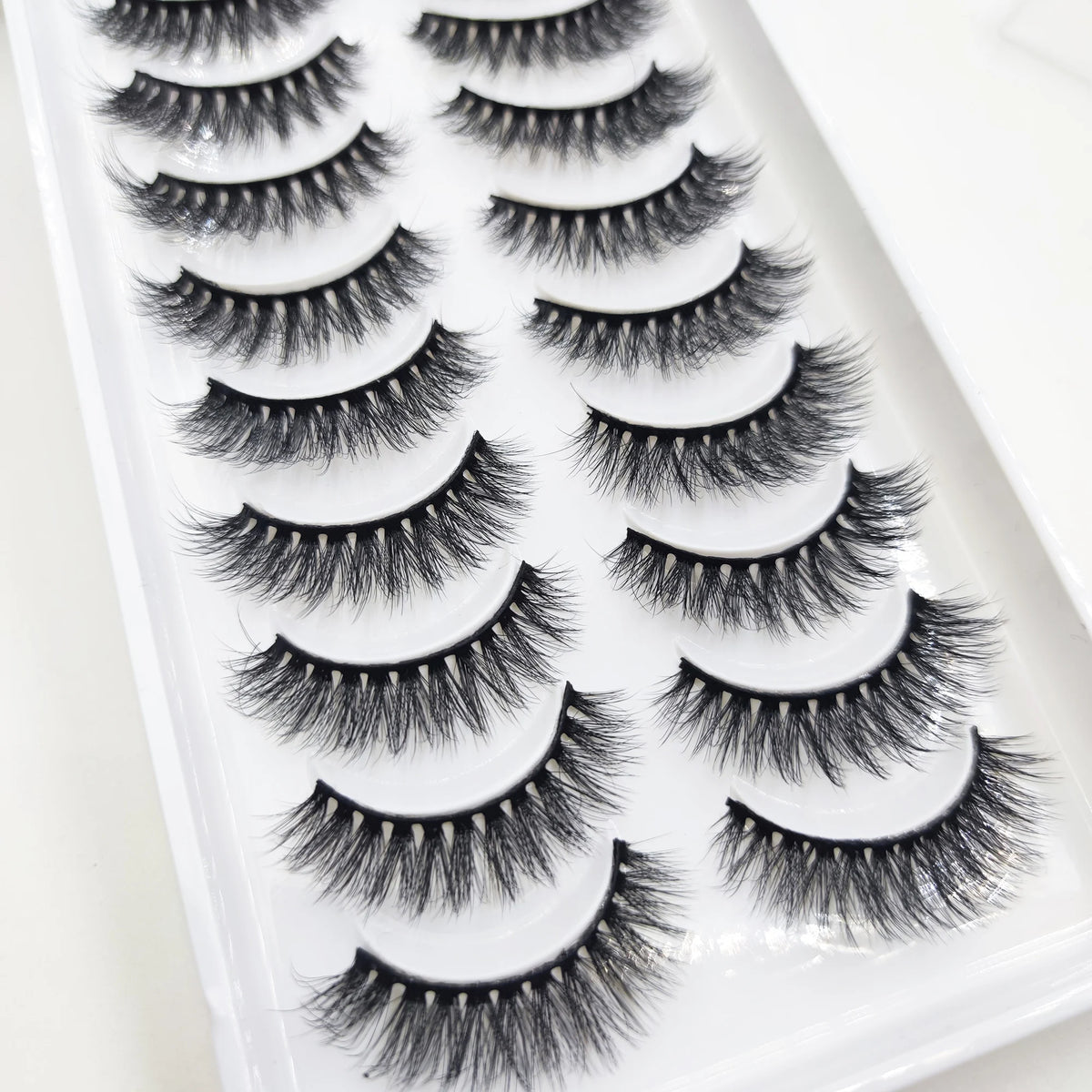 10 Pairs Natural 3d Mink Lashes Soft False Eyelashes Cross Messy Dense Eye Lashes Extension Makeup Faux Cils Cat Mini