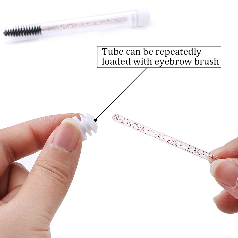 100PCS Disposable Eyelash Brushes Reusable Eyelashes Brush Lash Spoolies Brush Dust-proof Cleaner Storage Tubes Makeup Tool