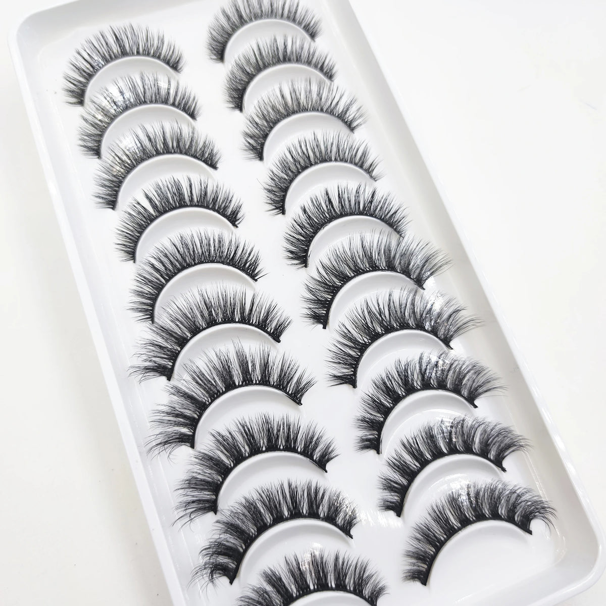 10 Pairs Natural 3d Mink Lashes Soft False Eyelashes Cross Messy Dense Eye Lashes Extension Makeup Faux Cils Cat Mini