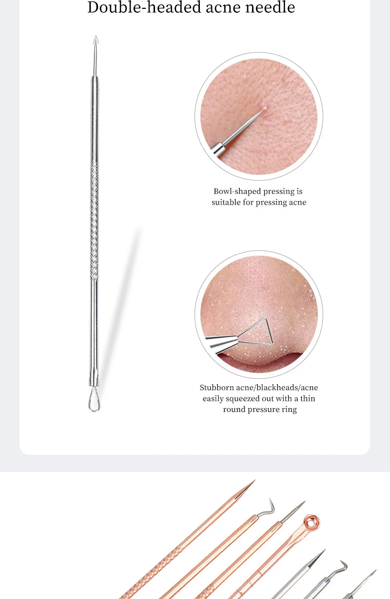 4 PCS Acne Blackhead Comedone Black Spot Pimple Blemish Remover Skin Care Women Beauty Acne Treatment Pore Cleanser Needle Hook