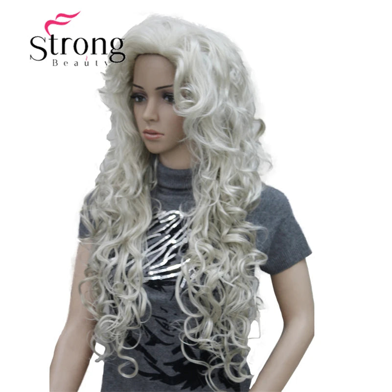StrongBeauty Long Layers Thick Soft Bouncy Curls No Set Part Full Synthetic Wig Dark Brown Wigs for Women