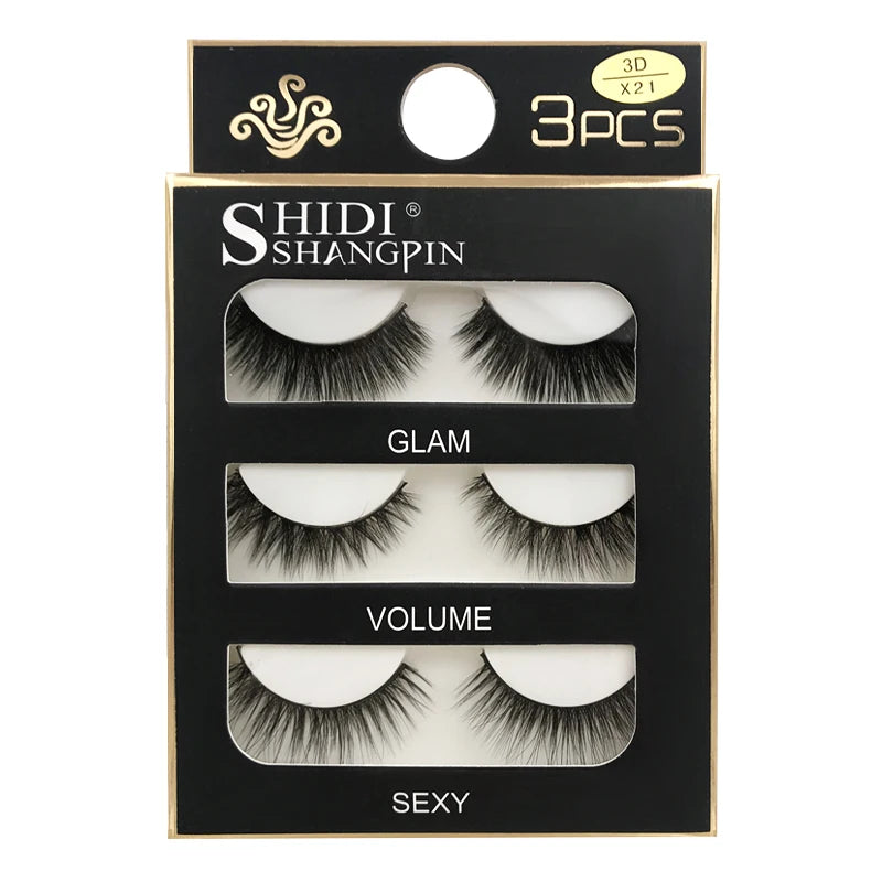 SHIDISHANGPIN 3 Pairs Natural 3D Mink Lashes Soft False Eyelashes Fluffy Wispy Eye Lashes Extension Makeup Faux Cils Maquillaje
