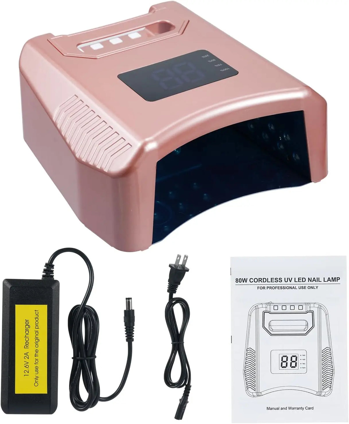 Ibelive Professional 80W Rechargeable UV LED Nail Lamp, 52pcs LED Bulbs 90S Cordless Nail Dryer for Salon Manicure