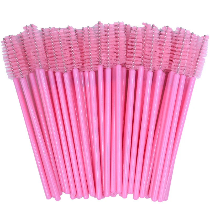 50pcs Sparkling Eyelash Mascara Wands Lash Extension Brush Shining Lash Spoolies Comb Eye Lashes Eyebrow Brushes