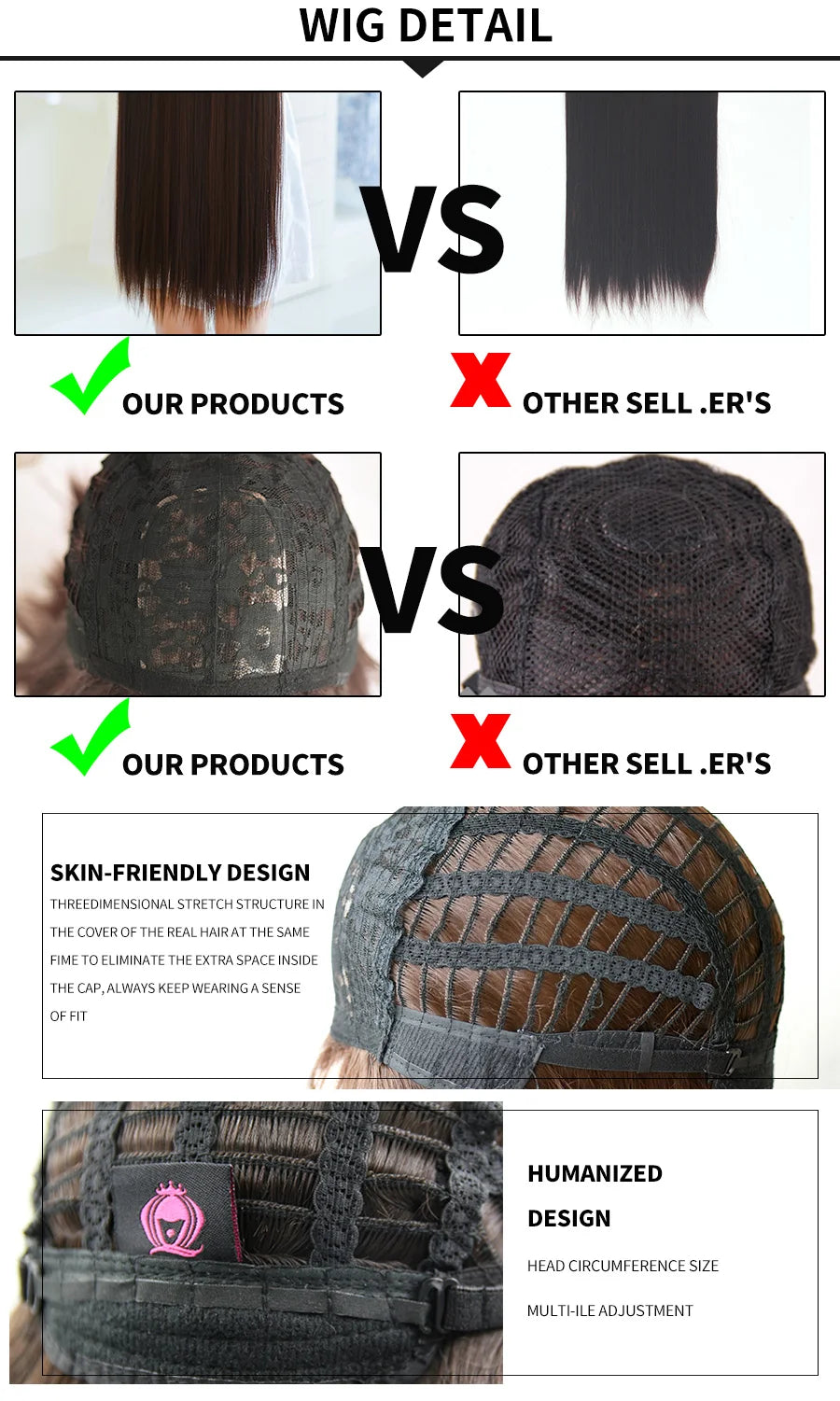 7JHH WIGS Natural Comfortable Synthetic Wig for Women Black Shoulder Straight Hair 14 Inch Fashion Hairstyle Wig