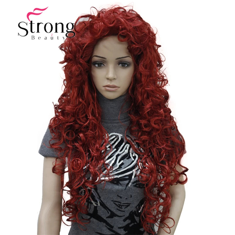 StrongBeauty Long Layers Thick Soft Bouncy Curls No Set Part Full Synthetic Wig Dark Brown Wigs for Women