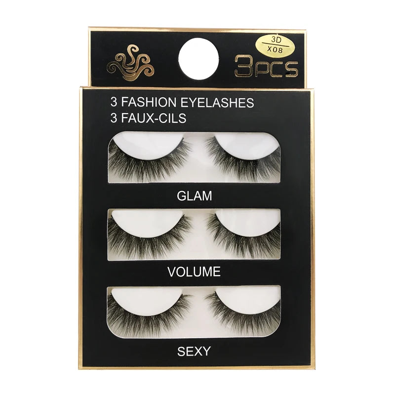 SHIDISHANGPIN 3 Pairs Natural 3D Mink Lashes Soft False Eyelashes Fluffy Wispy Eye Lashes Extension Makeup Faux Cils Maquillaje