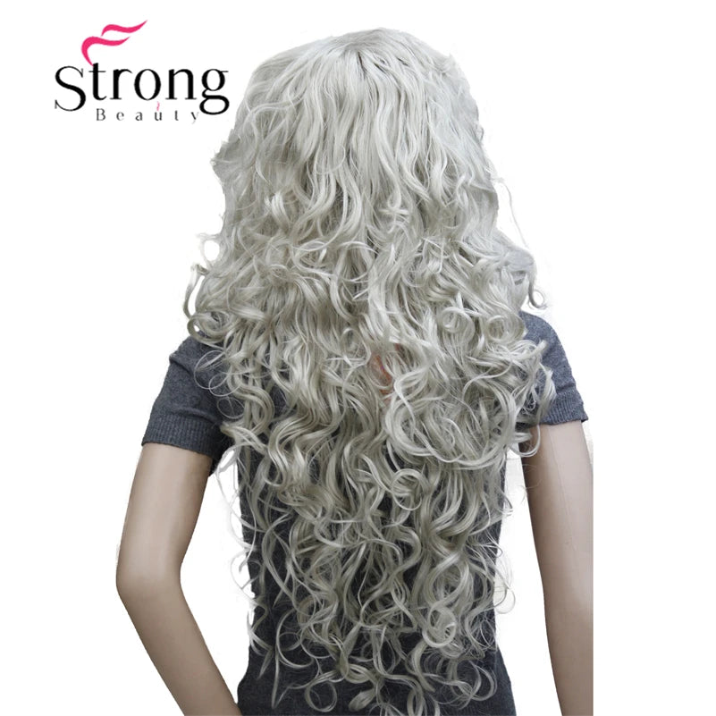 StrongBeauty Long Layers Thick Soft Bouncy Curls No Set Part Full Synthetic Wig Dark Brown Wigs for Women