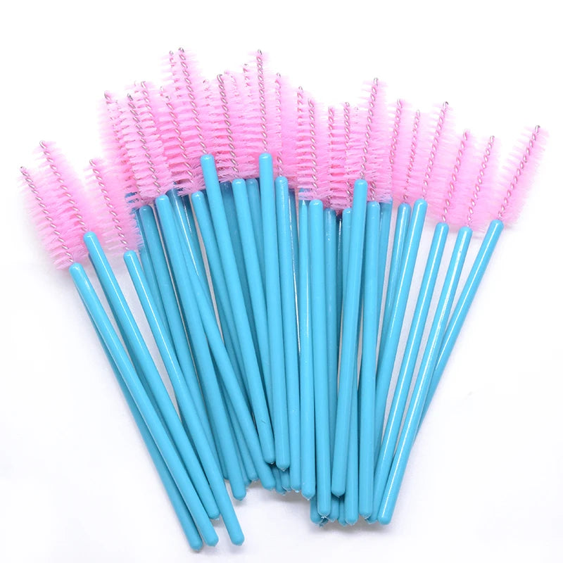 50pcs Sparkling Eyelash Mascara Wands Lash Extension Brush Shining Lash Spoolies Comb Eye Lashes Eyebrow Brushes