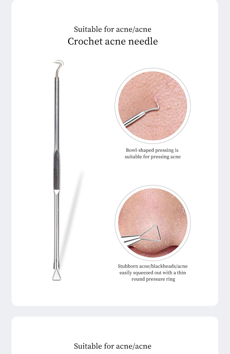 4 PCS Acne Blackhead Comedone Black Spot Pimple Blemish Remover Skin Care Women Beauty Acne Treatment Pore Cleanser Needle Hook