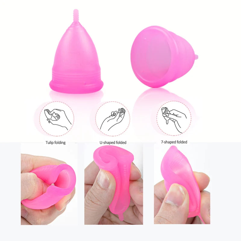 Certified Cup Kit Steam Sterilizer Applicator Reusable Soft Silicone Lady Cup Sterilization Women Health Care Feminine Hygiene
