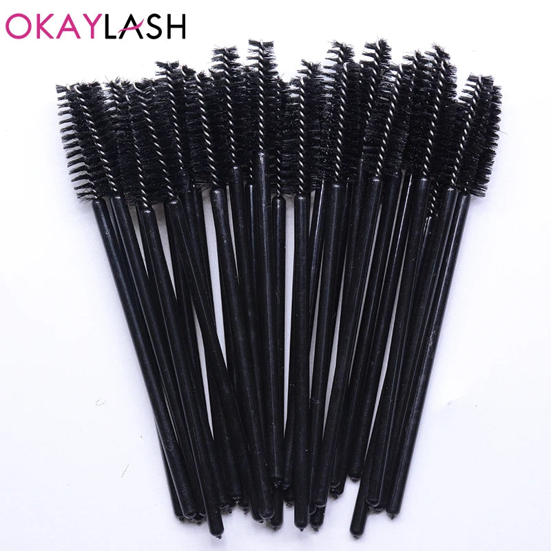 50Pcs Disposable Micro Glitter Eyelash Mascara Wands Mini Crystal Eye Lashes Brush Comb Eyebrow Spoolies Makeup Beauty Tools