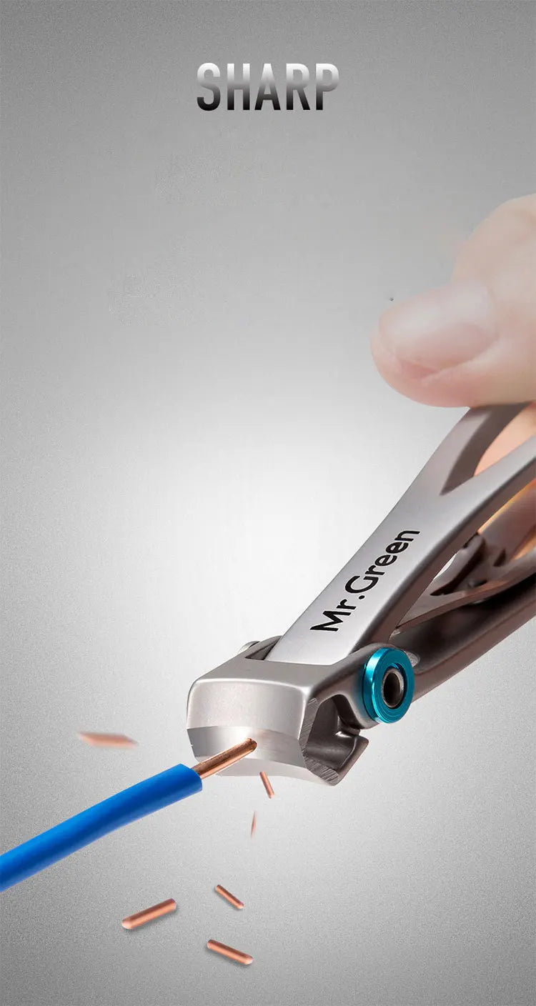 MR.GREEN Nail Clippers Trimmer Stainless Steel Nail Tools Manicure Thick Nails Cutter Scissors with Glass Nail File