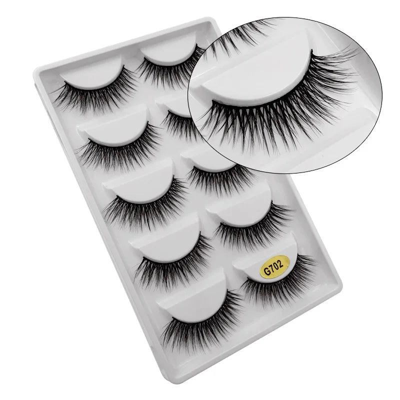 5 Pairs Mink EyeLashes 3D False Lashes Winged Thick Makeup Eye Lash Dramatic Lashes Natural Volume Soft Fake Eye Lashes G800